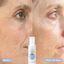 Before and after of collagen boost moisturiser, showing clear reduction in wrinkles and brighter skin tone after 30 days